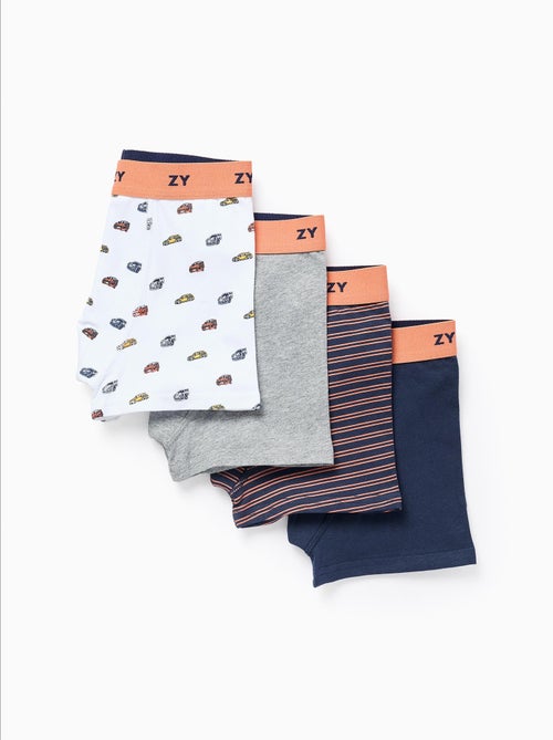 Lot de 4 Boxers Cars & Stripes - Kiabi