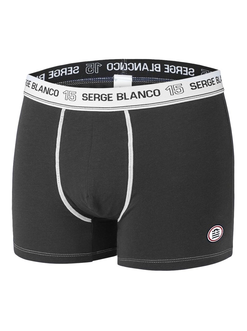 Lot de 4 Boxers coton homme avec surpiqûres Class Serge Blanco Noir Bleu - Kiabi