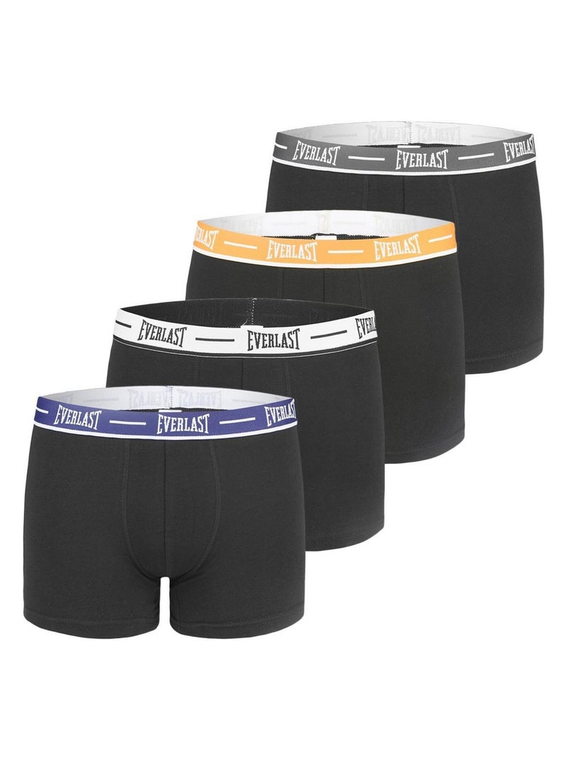 Lot de 4 Boxers coton homme ceinture Brand Everlast Noir - Kiabi