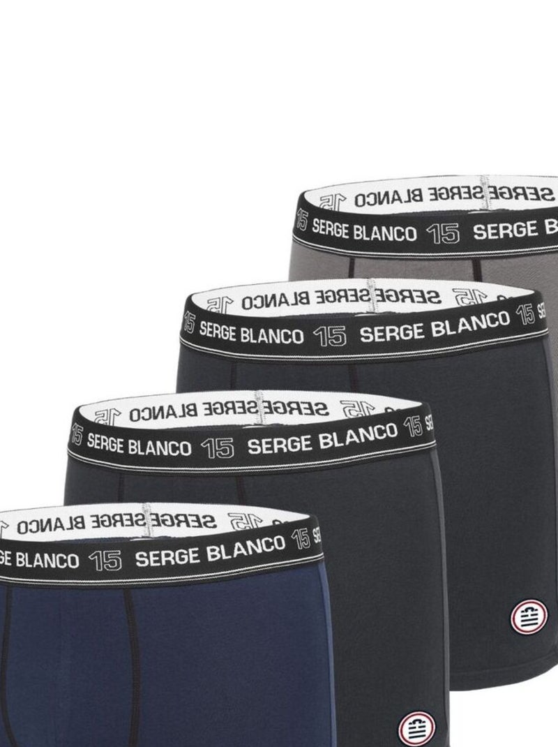 Lot de 4 Boxers coton homme Colored Class' Serge Blanco Gris Noir - Kiabi