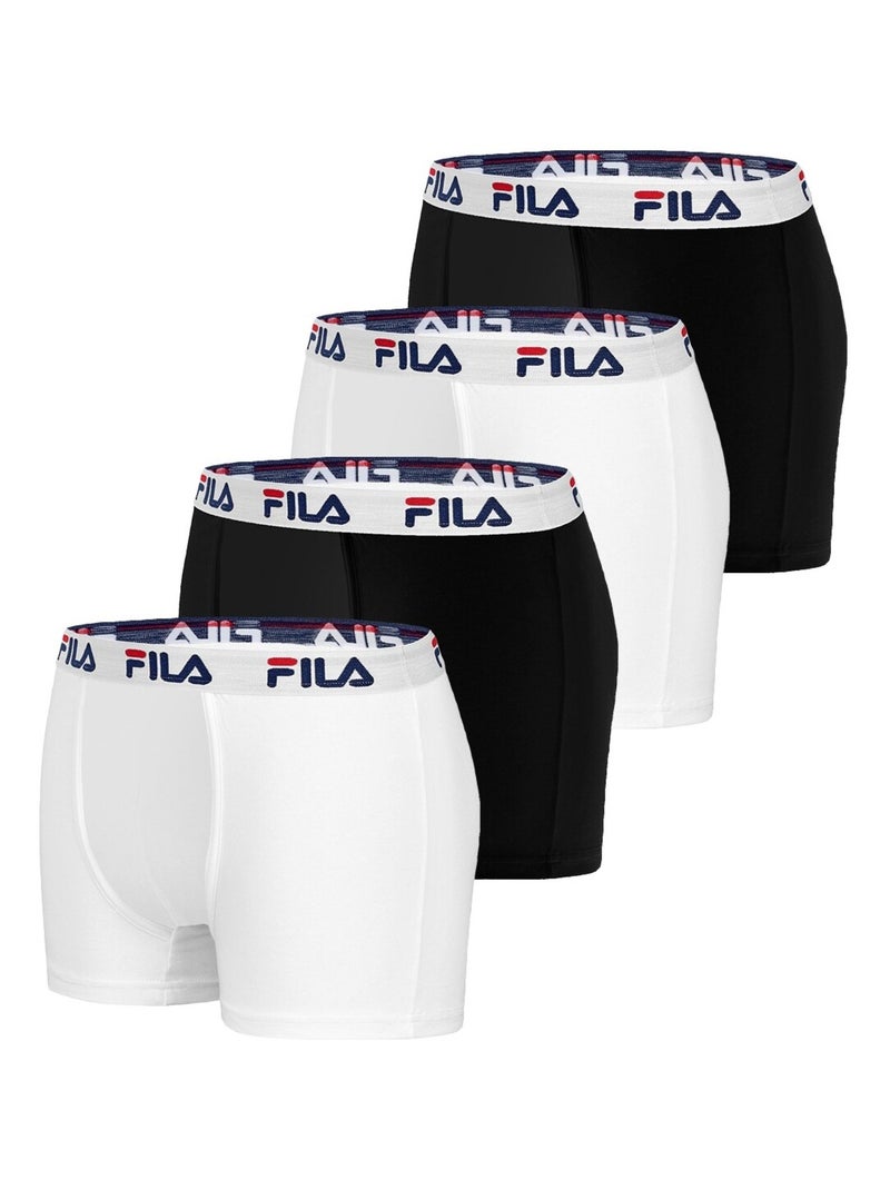 Lot de 4 Boxers Coton homme FU5016 Uni Fila Blanc Noir - Kiabi