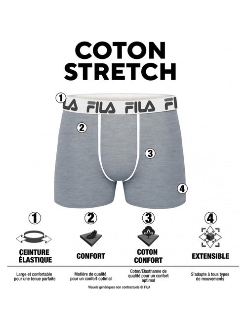 Lot de 4 Boxers coton homme FU5016 Uni Fila - Kiabi