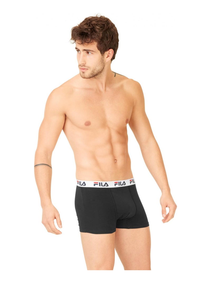 Lot de 4 Boxers coton homme FU5016 Uni Fila Bleu Noir Gris - Kiabi