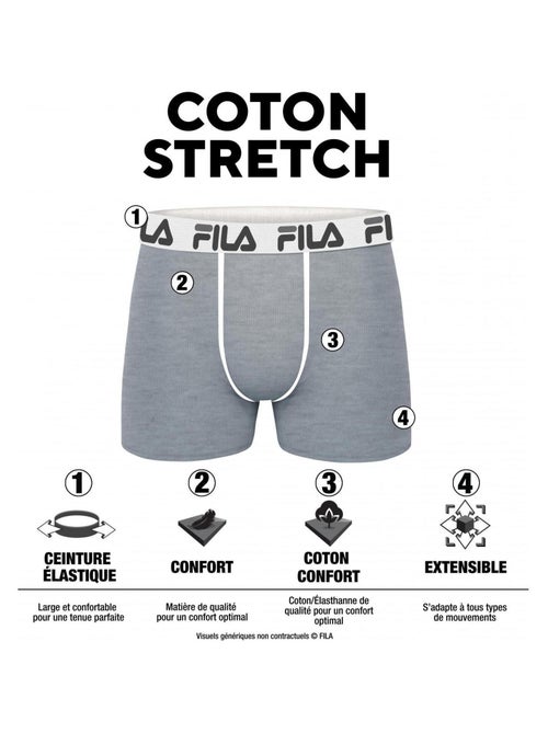 Lot de 4 Boxers Coton homme FU5016 Uni Fila - Kiabi Lot de 4 Boxers Coton homme FU5016 Uni Fila - Kiabi
