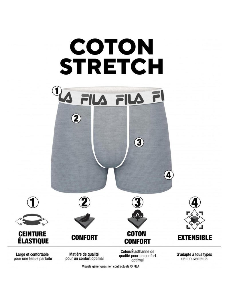 Lot de 4 Boxers Coton homme FU5016 Uni Fila Noir - Kiabi