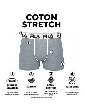 Lot de 4 Boxers Coton homme FU5016 Uni Fila
