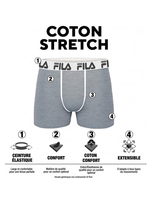 Lot de 4 Boxers Coton homme FU5016 Uni Fila - Kiabi