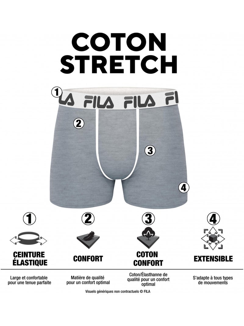 Lot de 4 boxers coton homme fu5040 uni fila Bleu - Kiabi