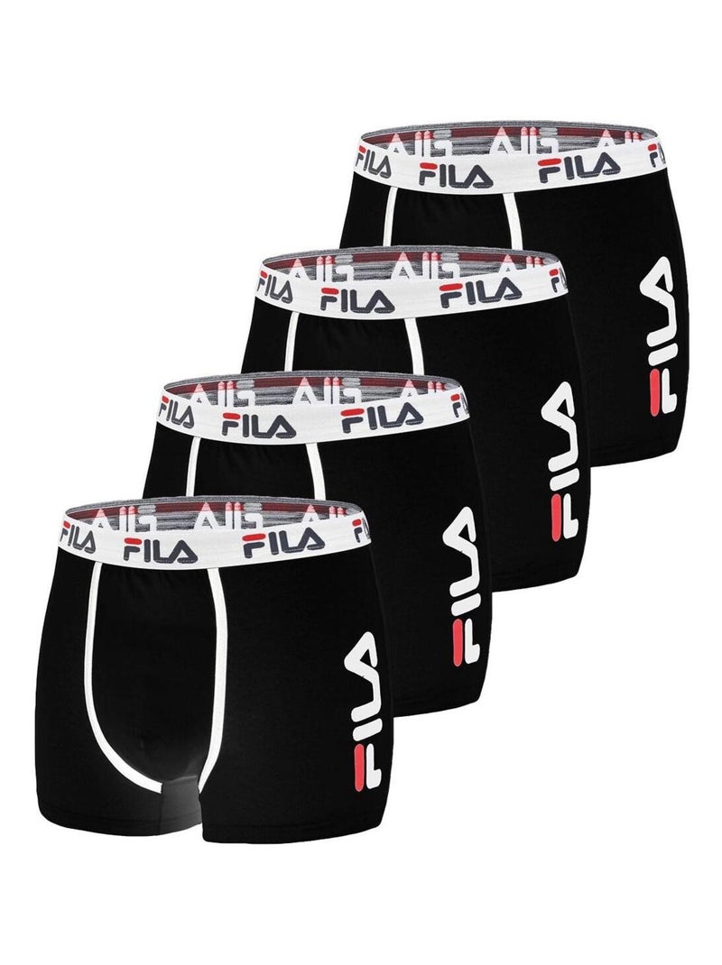 Lot de 4 Boxers Coton homme FU5040 Uni Fila Noir - Kiabi