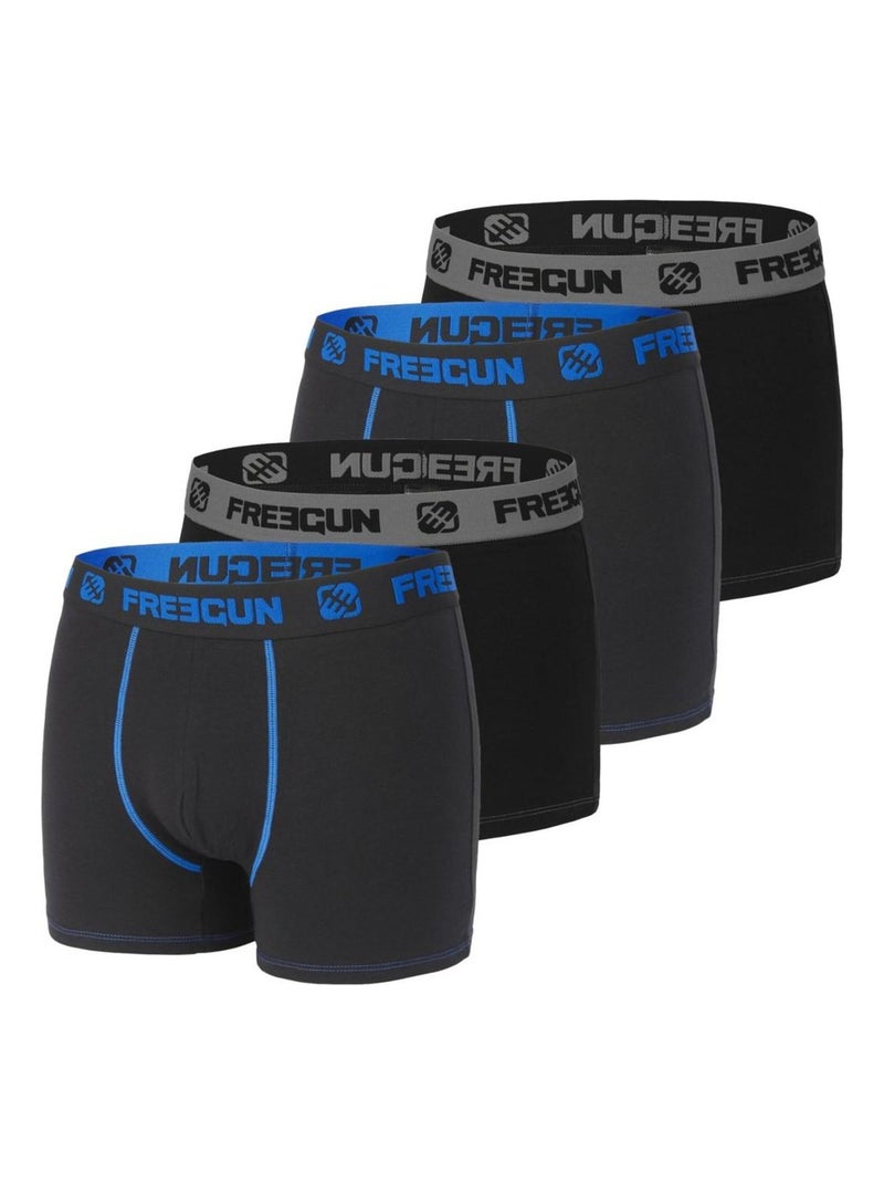 Lot de 4 Boxers coton homme P5 Freegun Noir - Kiabi