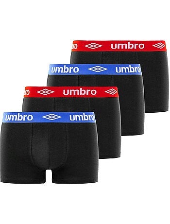 Lot de 4 Boxers coton homme uni ceinture colorées Umbro