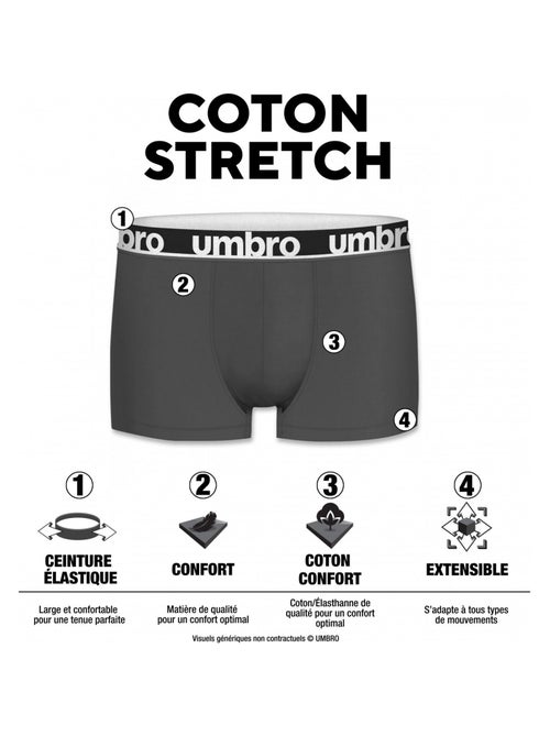 Lot de 4 Boxers coton homme uni ceinture colorées Umbro - Kiabi Lot de 4 Boxers coton homme uni ceinture colorées Umbro - Kiabi