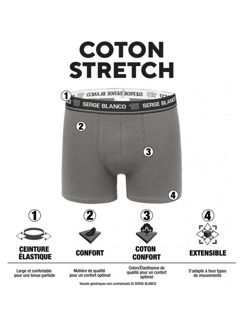 Lot de 4 Boxers coton homme Uni Serge Blanco - Kiabi Lot de 4 Boxers coton homme Uni Serge Blanco - Kiabi