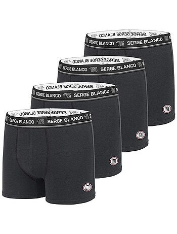 Lot de 4 Boxers coton homme uni Serge Blanco