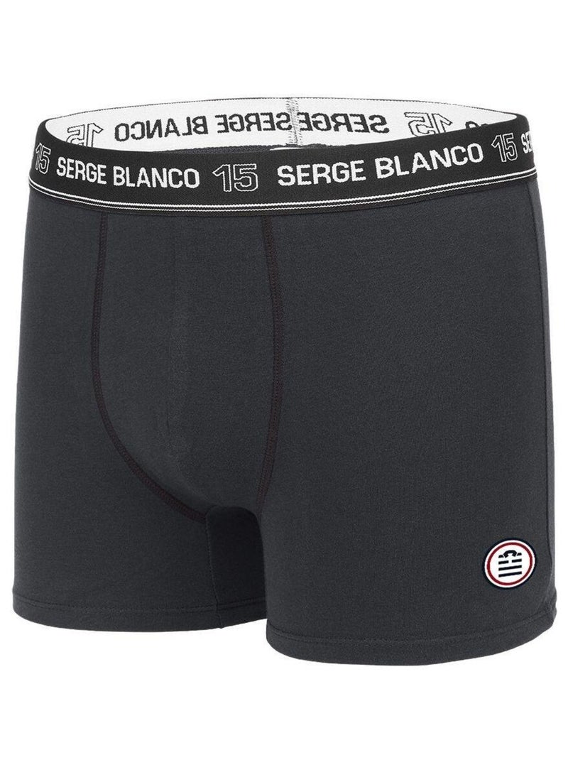 Lot de 4 Boxers coton homme uni Serge Blanco Noir - Kiabi