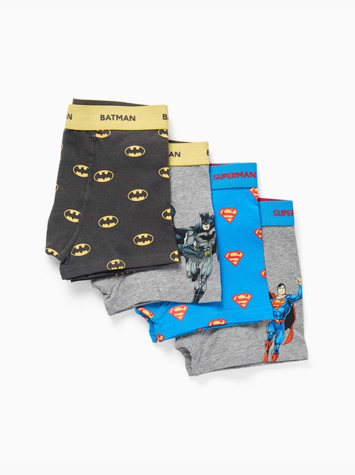 Lot de 4 boxers en coton à imprimés batman et superman - Kiabi Lot de 4 boxers en coton à imprimés batman et superman - Kiabi