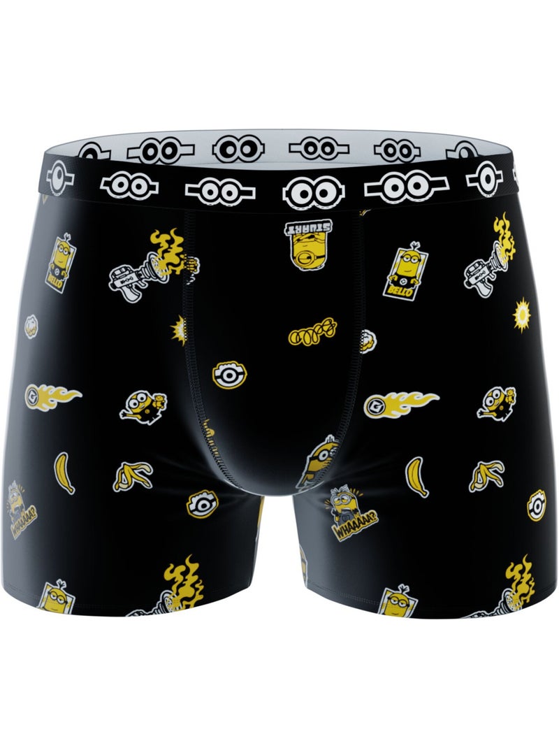 Lot de 4 boxers en coton  à motifs les minions les minions Noir - Kiabi