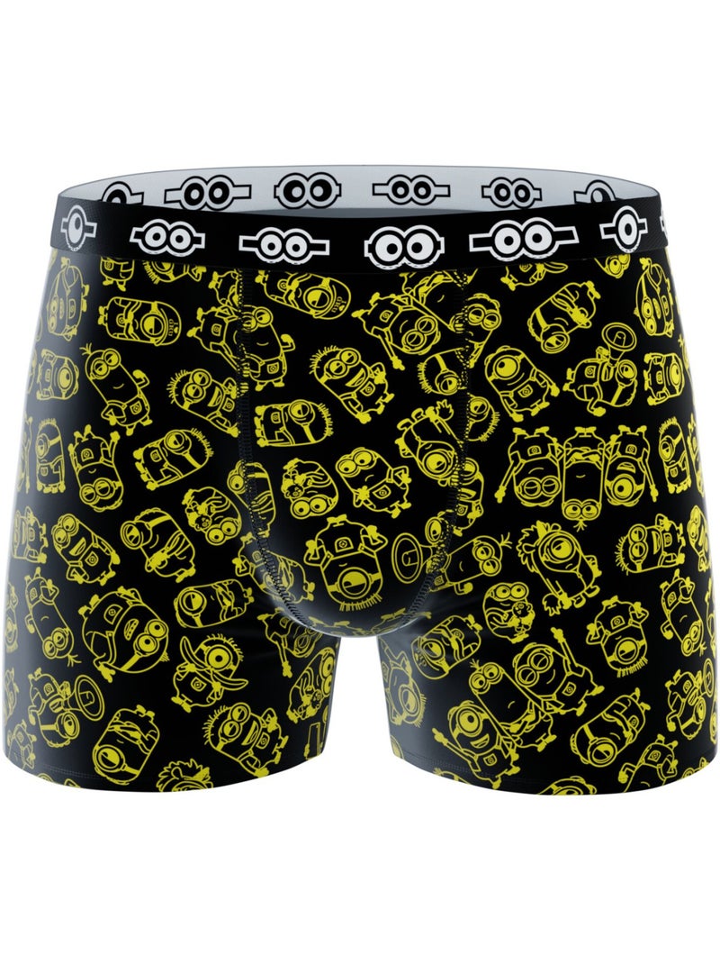 Lot de 4 boxers en coton  à motifs les minions les minions Noir - Kiabi