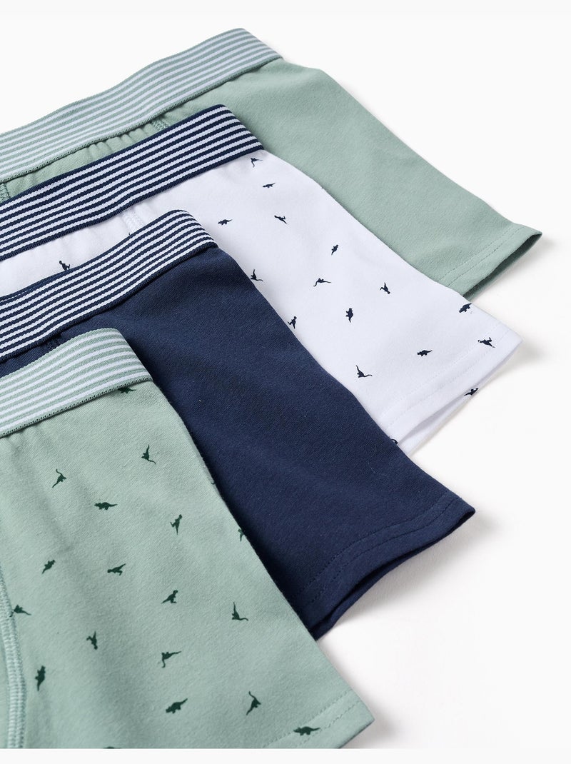 Lot de 4 boxers en coton avec imprimés dinosaures Gris Bleu - Kiabi