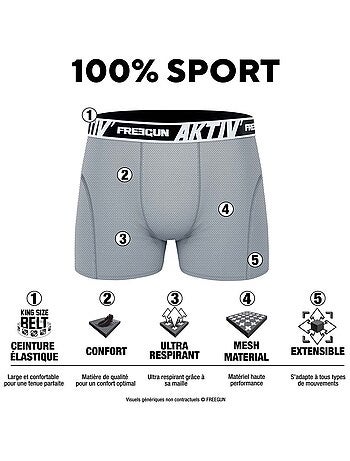 Lot de 4 boxers en coton homme Aktiv Freegun