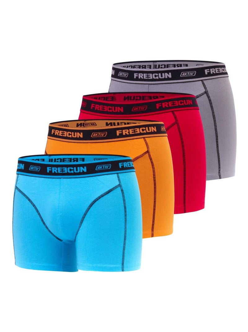 Lot de 4 boxers en coton homme Aktiv Freegun Orange - Kiabi