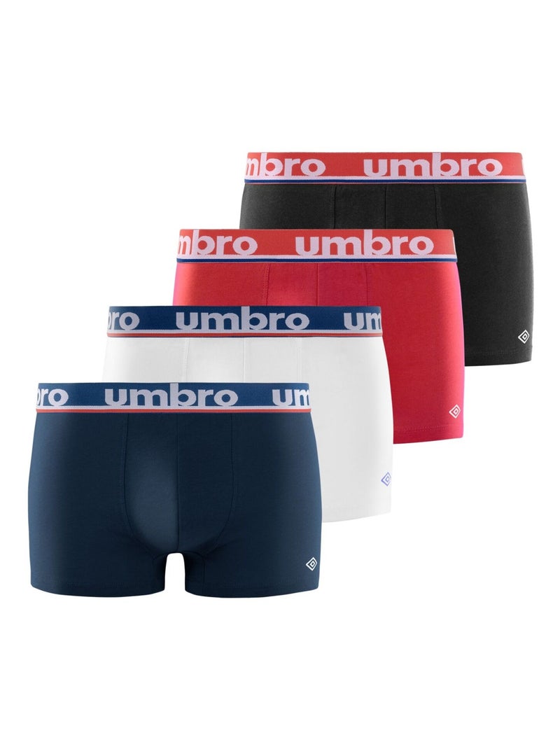 Lot de 4 boxers en coton homme Ban Umbro Noir Rouge Bleu - Kiabi