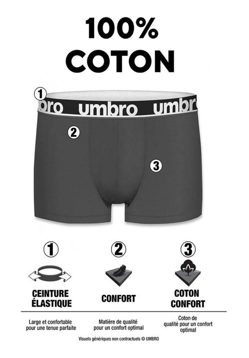 Lot de 4 boxers en coton homme Classic Umbro - Kiabi