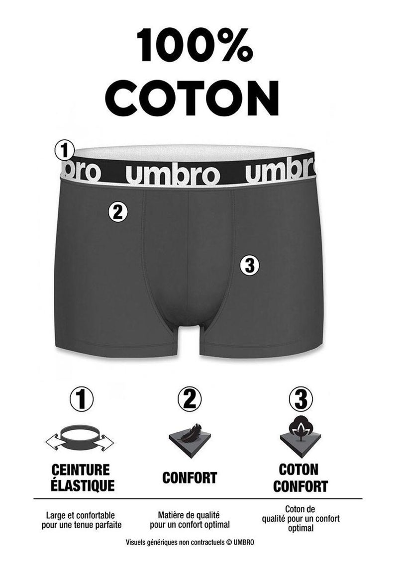 Lot de 4 boxers en coton homme Classic Umbro Noir - Kiabi