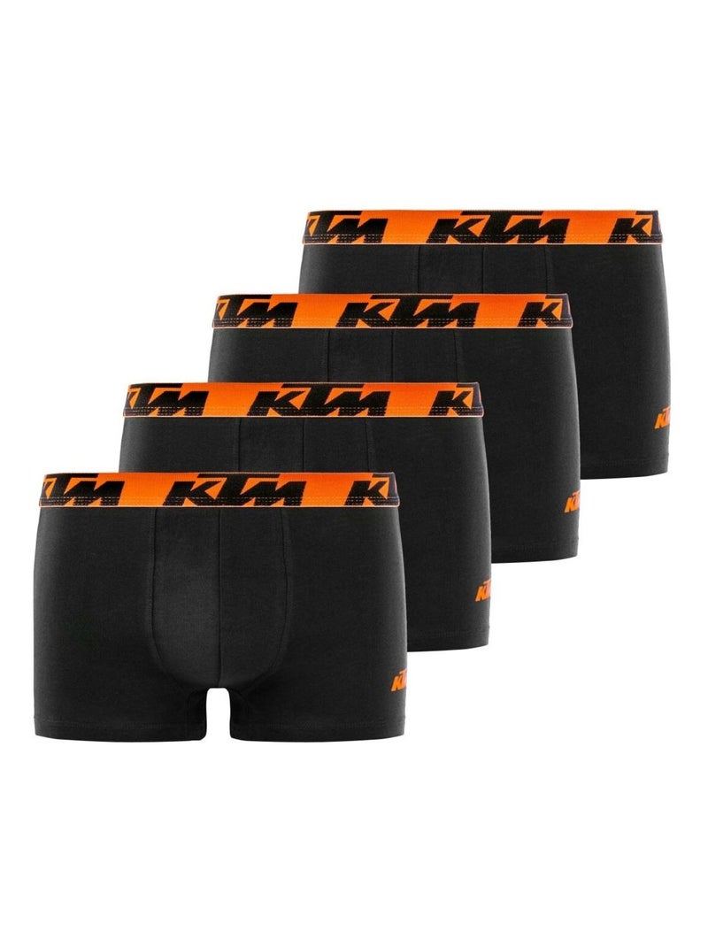 Lot de 4 boxers en coton homme Ktm Noir Orange clair - Kiabi