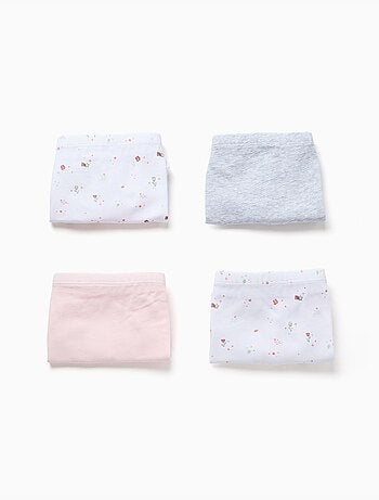 Lot de 4 boxers en coton unis/à fleurs