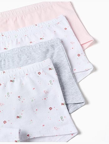Lot de 4 boxers en coton unis/à fleurs