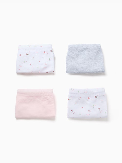 Lot de 4 boxers en coton unis/à fleurs - Kiabi