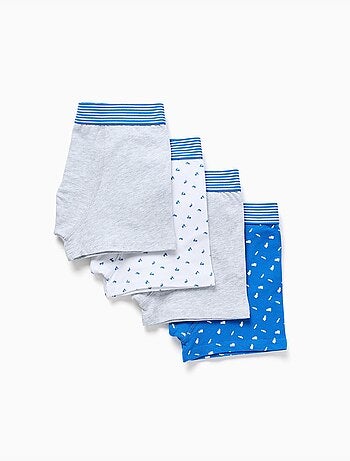 Lot de 4 boxers en coton unis/imprimés