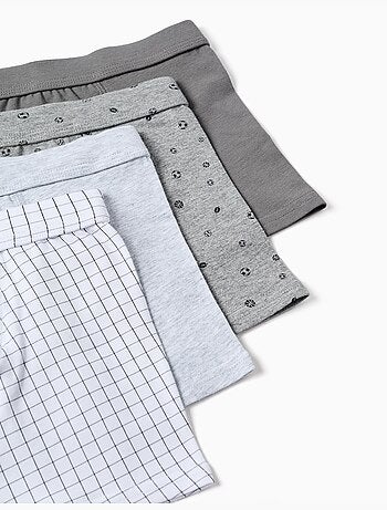 Lot de 4 boxers en coton unis/imprimés