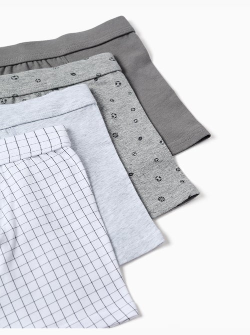 Lot de 4 boxers en coton unis/imprimés - Kiabi Lot de 4 boxers en coton unis/imprimés - Kiabi