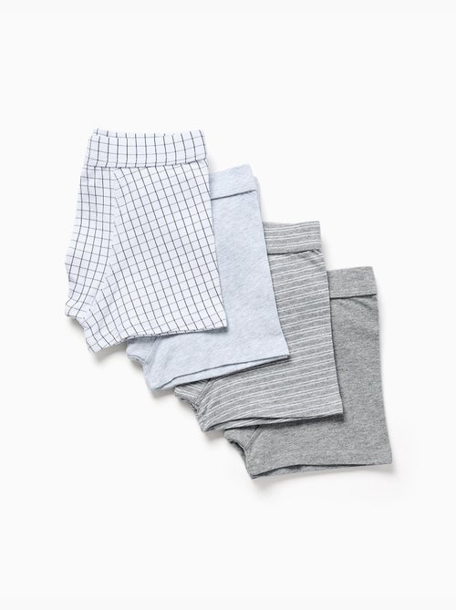 Lot de 4 boxers en coton unis/rayés - Kiabi