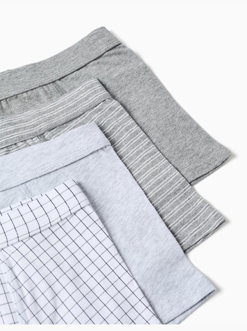 Lot de 4 boxers en coton unis/rayés - Kiabi