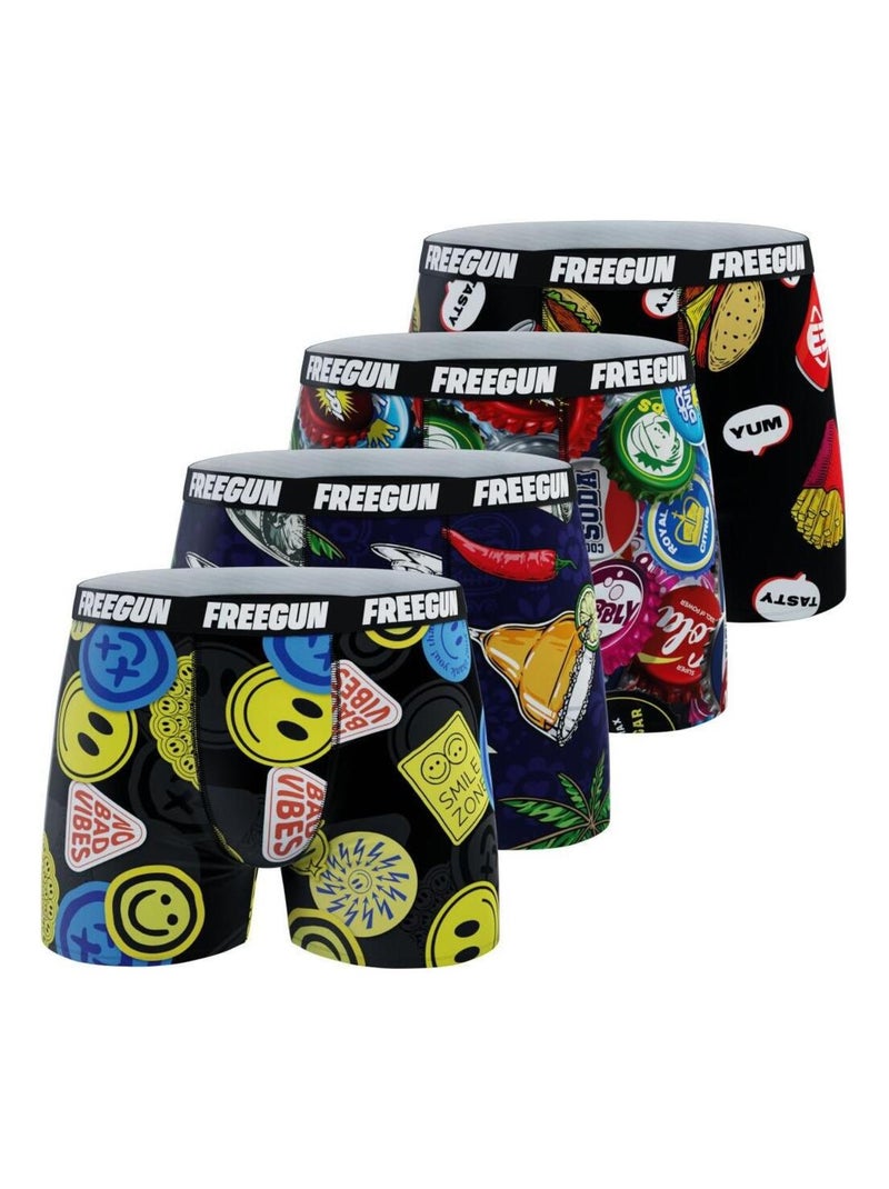 Lot de 4 boxers enfant Aop Fun Freegun Noir - Kiabi