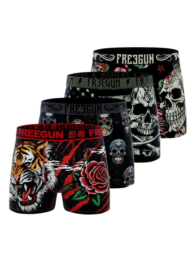 Lot de 4 boxers enfant Rock Skull Freegun Noir - Kiabi