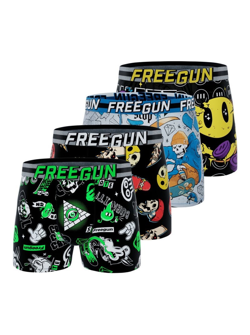 lot de 4 boxers enfant skate 90 Graph  Freegun Vert - Kiabi