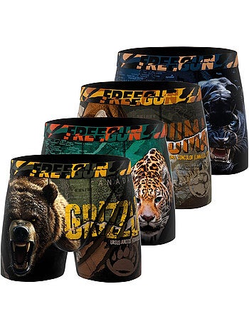 Lot de 4 boxers enfant wild animals freegun
