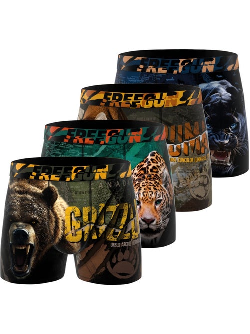 Lot de 4 boxers enfant wild animals freegun - Kiabi