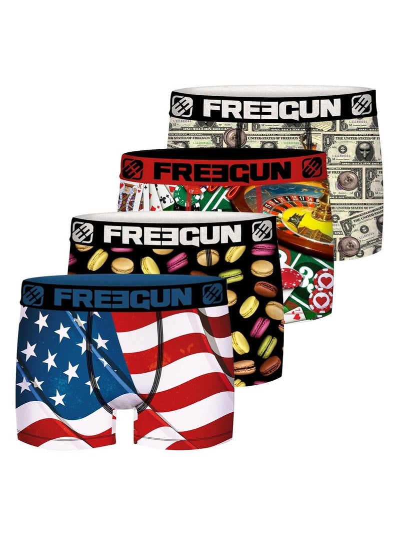 Lot de 4 Boxers garçon Best of Anniversary USA Freegun Rouge - Kiabi