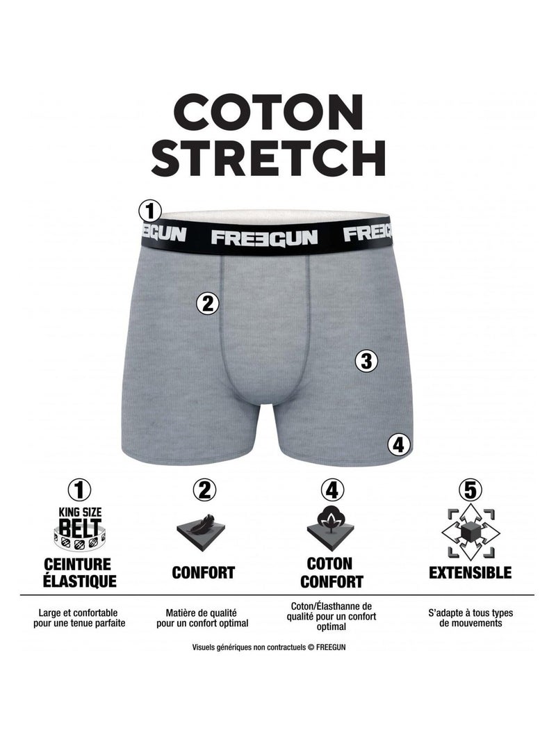 Lot de 4 Boxers garçon coton Rouge Freegun Noir - Kiabi
