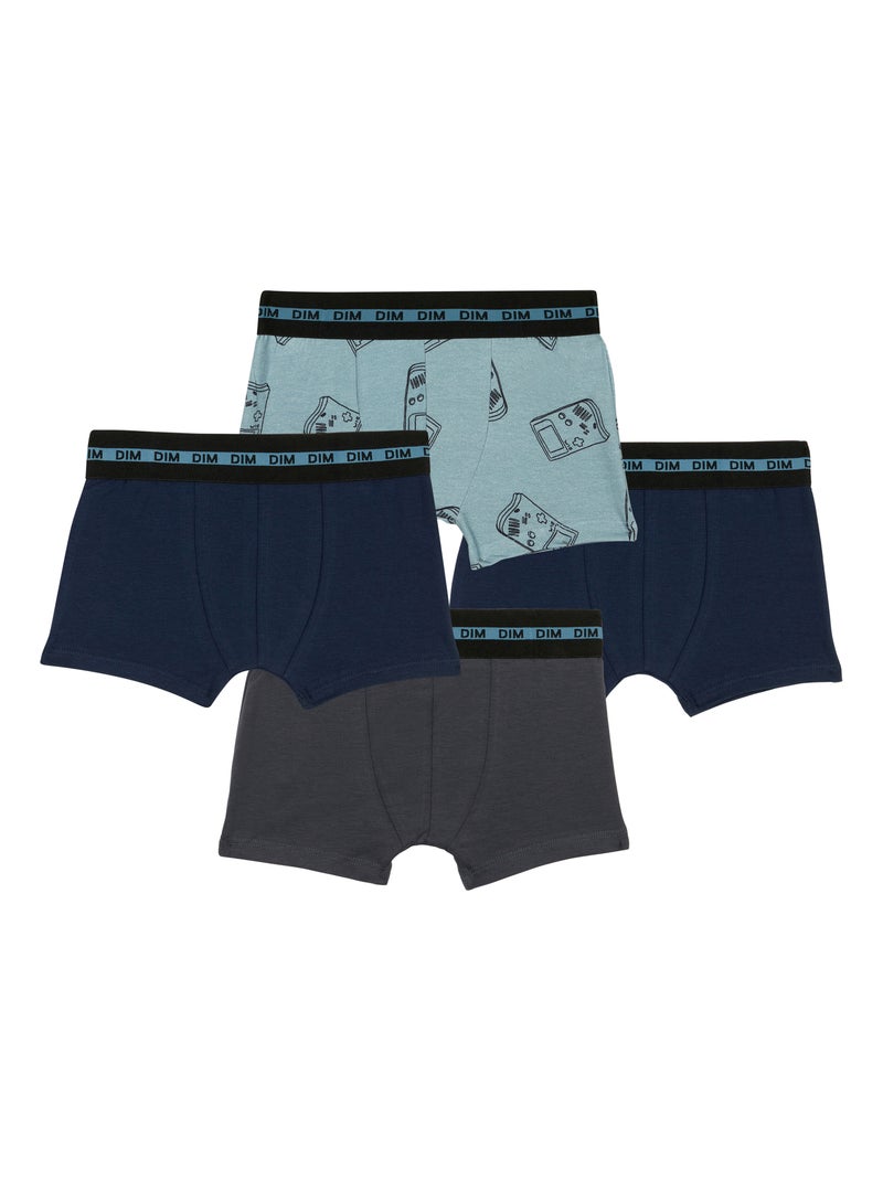 Lot de 4 boxers garçon coton stretch EcoDim Bleu - Kiabi
