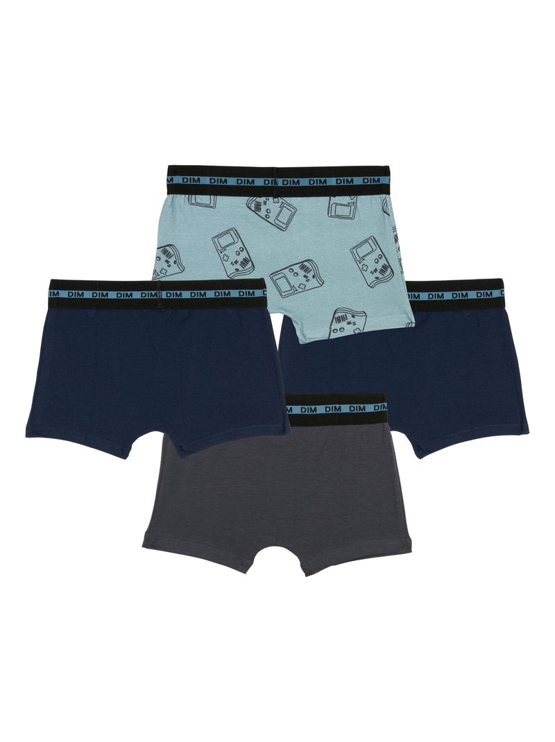 Lot de 4 boxers garçon coton stretch EcoDim Bleu - Kiabi