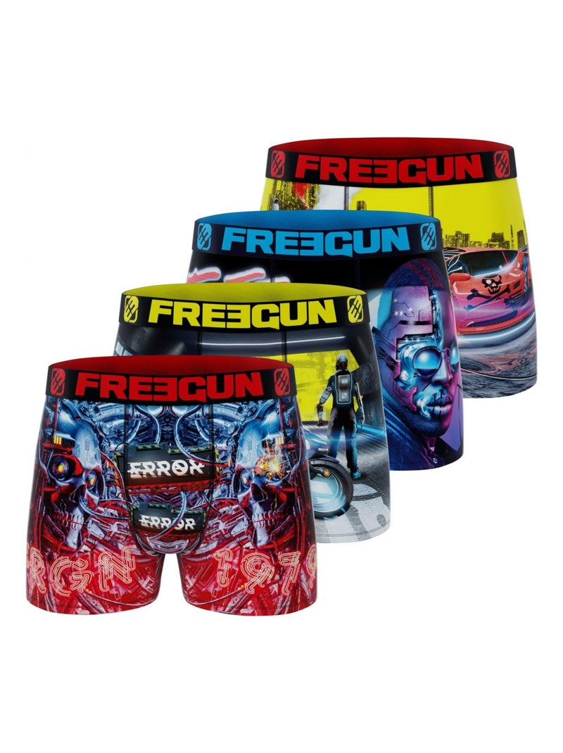 Lot de 4 Boxers garçon Cyber Punk Freegun Bleu - Kiabi