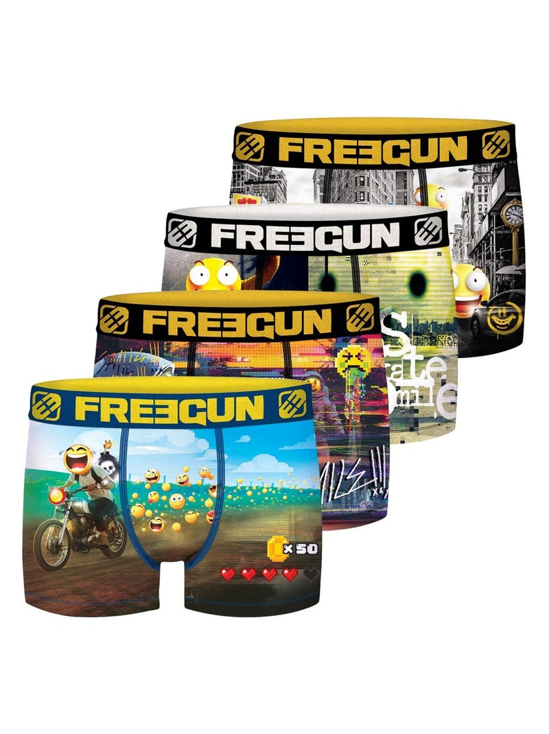 Lot de 4 Boxers garçon Emotik Freegun Jaune - Kiabi