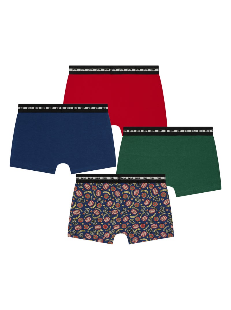 Lot de 4 boxers garçon Fashion Coton Stretch Rouge - Kiabi