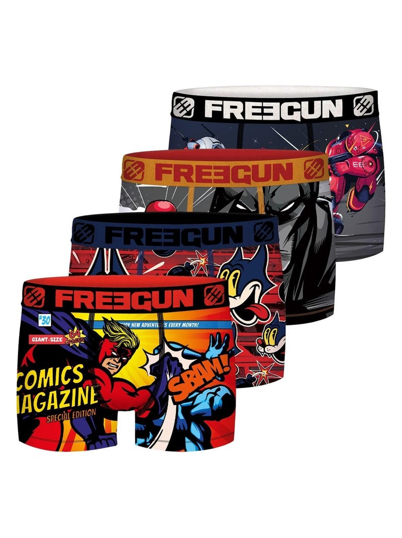 Lot de 4 Boxers garçon Geek Comics Freegun Rouge - Kiabi